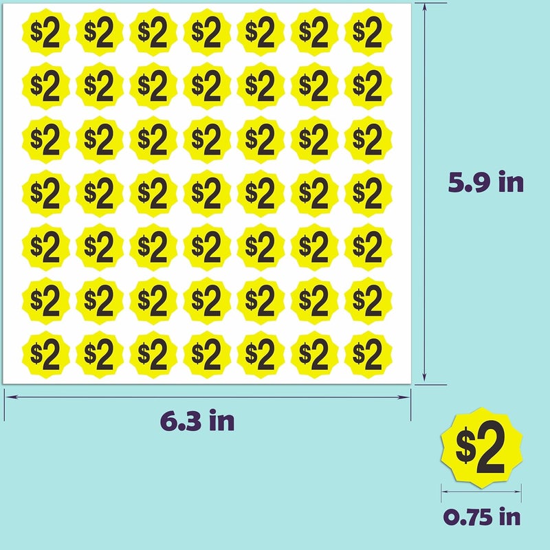 YSHIHE Garage Sale Stickers,Yard Sale Price Stickers, $2 Pre-Printed Labels, 3/4 Inch Round, 1470 Pack,Fluorescent Yellow - Image 2